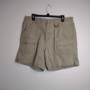 Columbia PFG Cargo Shorts Mens Large 7" Tan Pockets Hiking Fishing